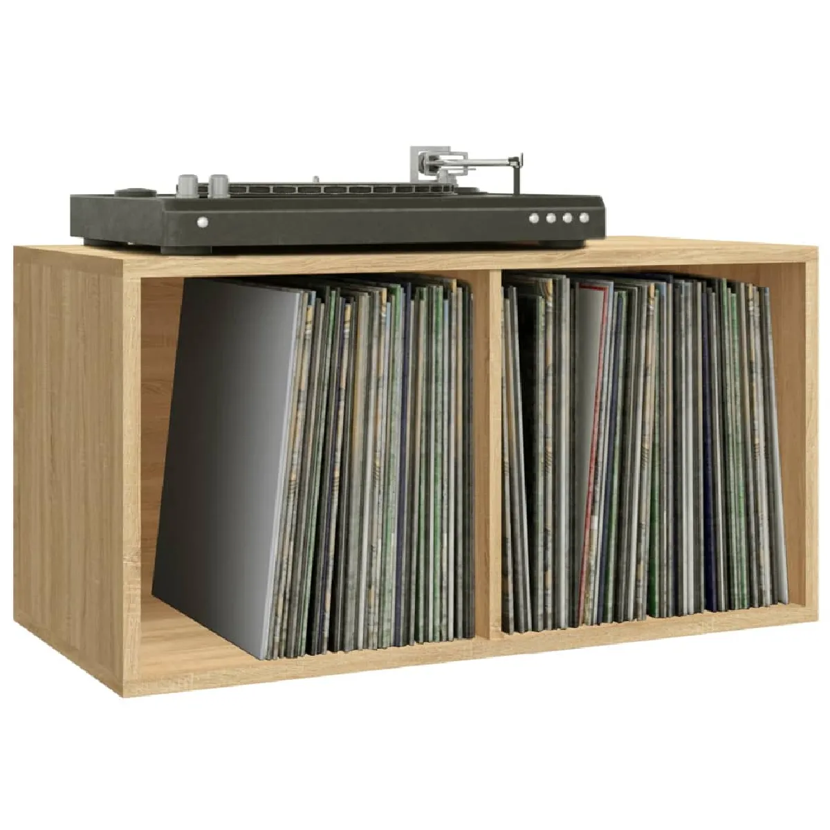 Armoire Rangement Vinyle VDD Records - Bibliothèque LP Marron - 4 Compartiments 33x33x33 Cm - Pour Disques & Livres