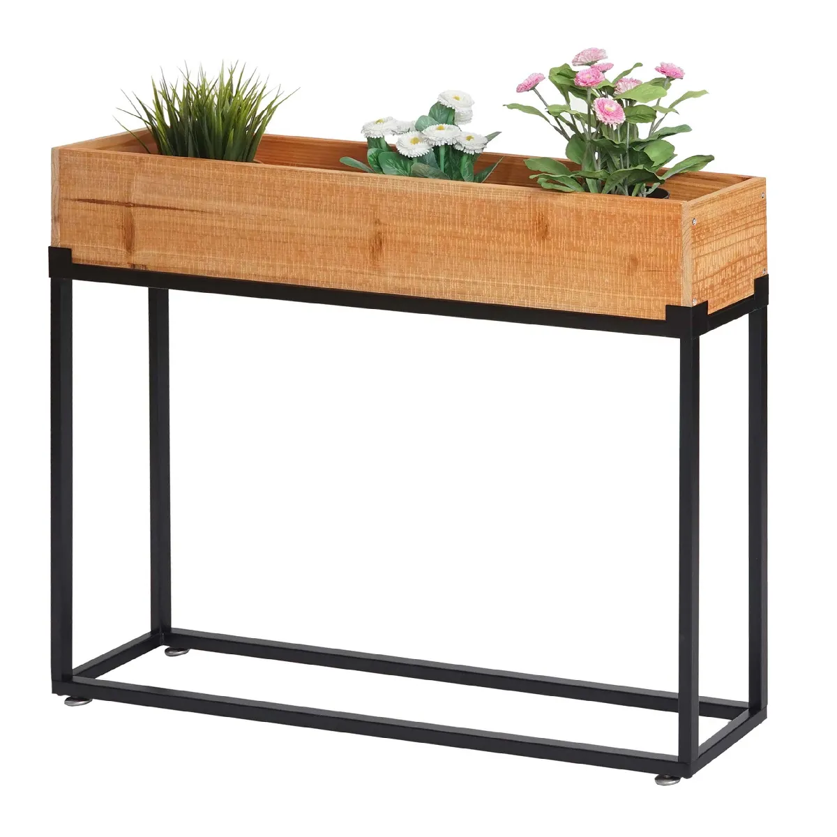 Mendler Jardinière rectangulaire bois et métal et