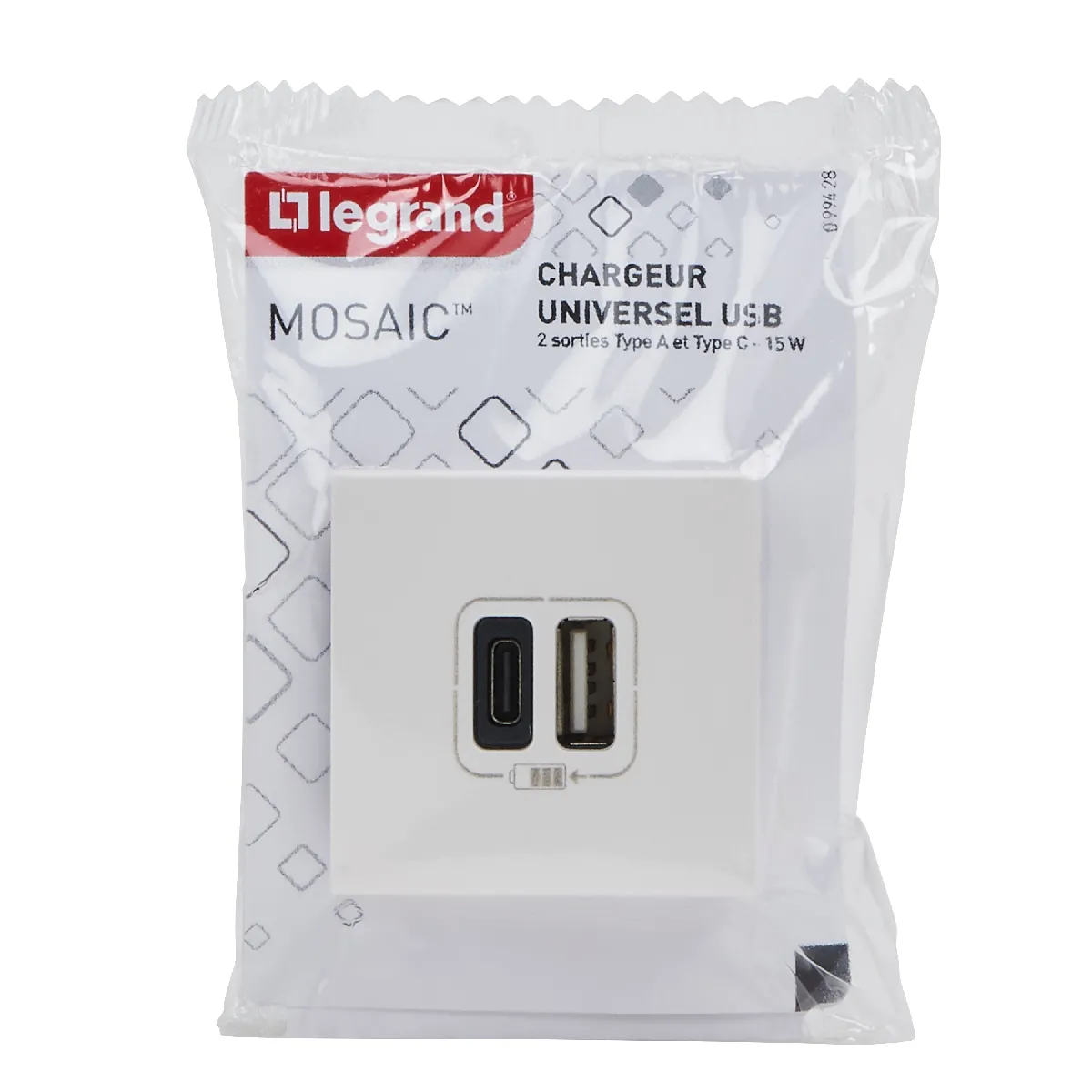 Legrand Blanc Mosaic Chargeur Usb 3A