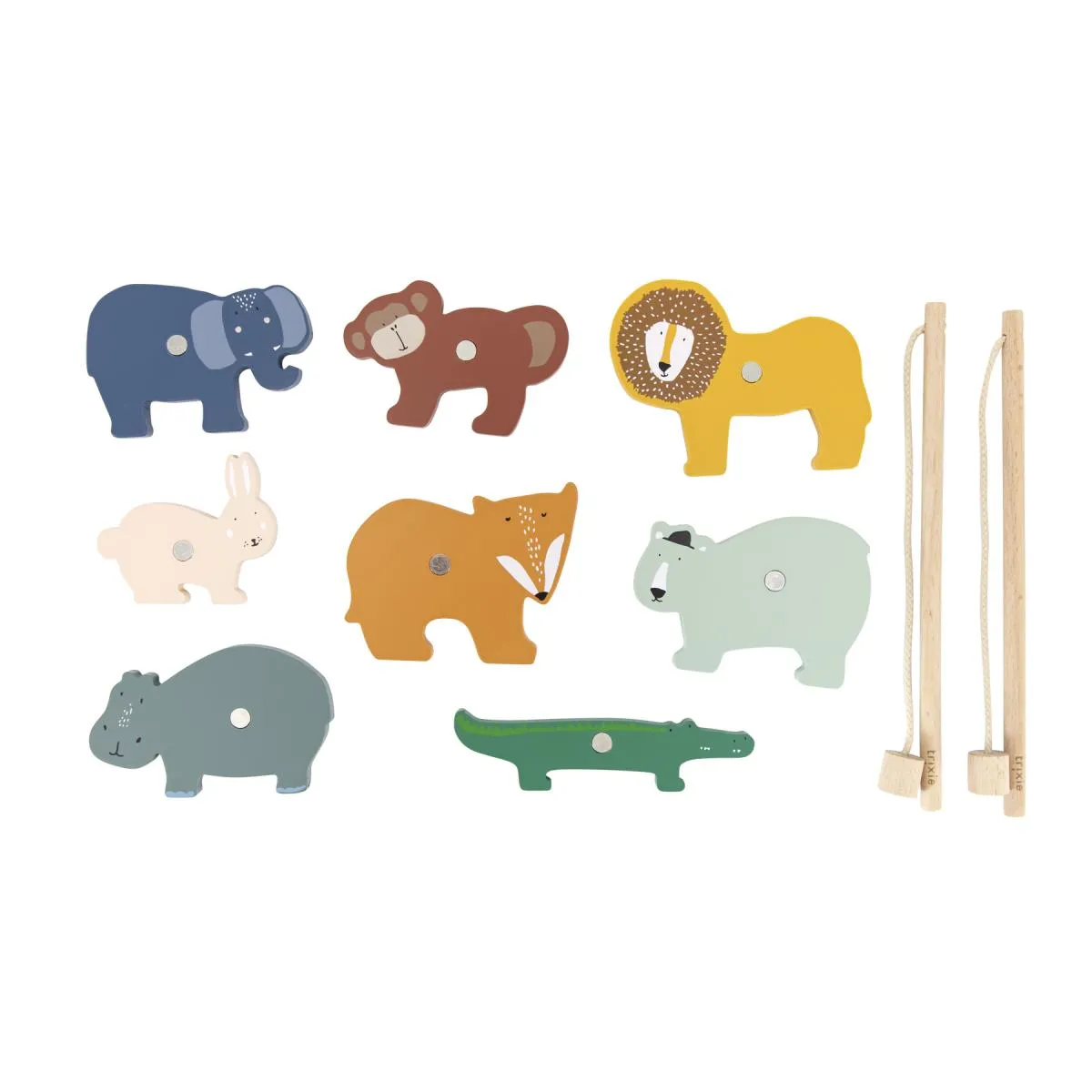 Non Communiqué Multicolore Jeu De Peche En Bois Animaux - Image 3