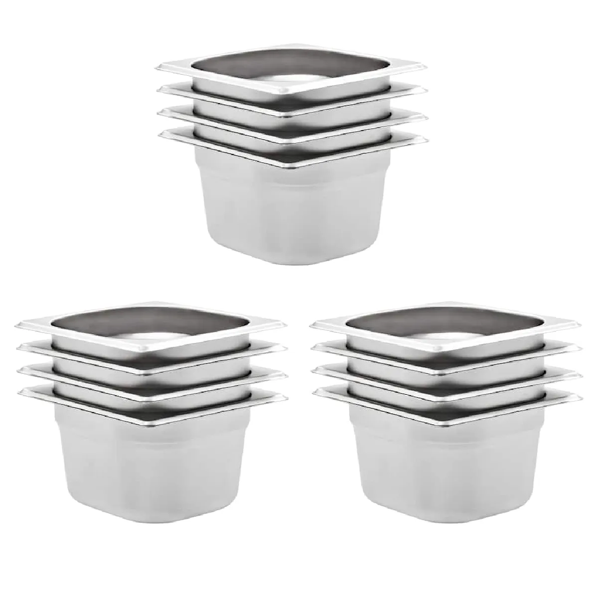 Non Communiqué Argent Vidaxl Récipients Gastronorm 12 Pcs Gn 1/6 100 Mm Acier Inoxydable - Image 3