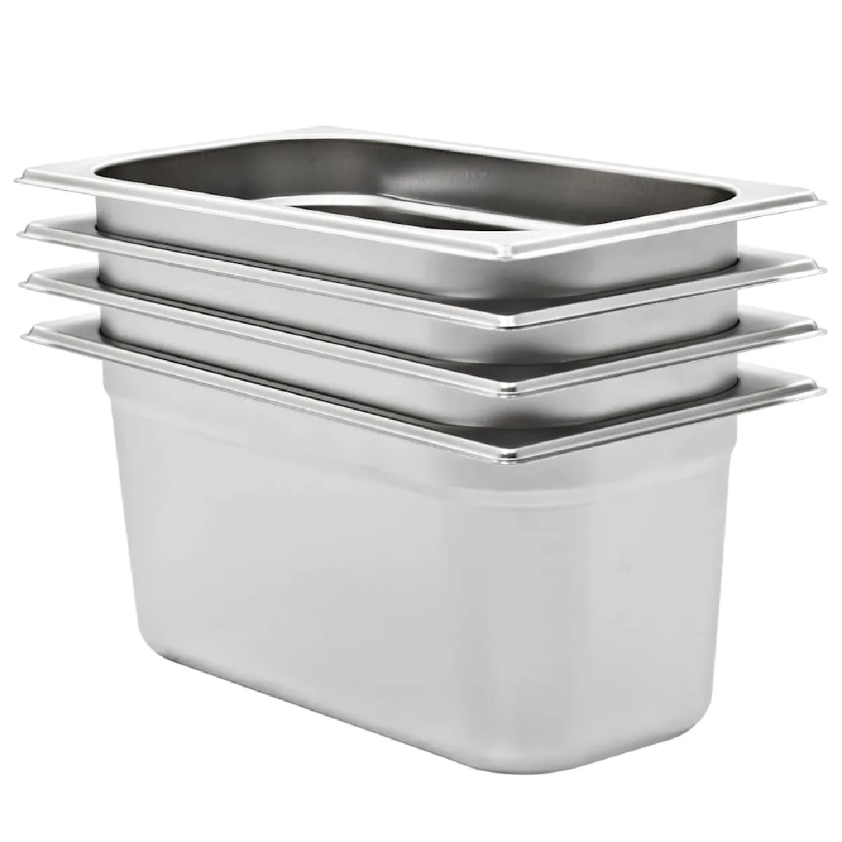 Vidaxl Récipients Gastronorm 4 Pcs Gn 1/3 150 Mm Acier Inoxydable