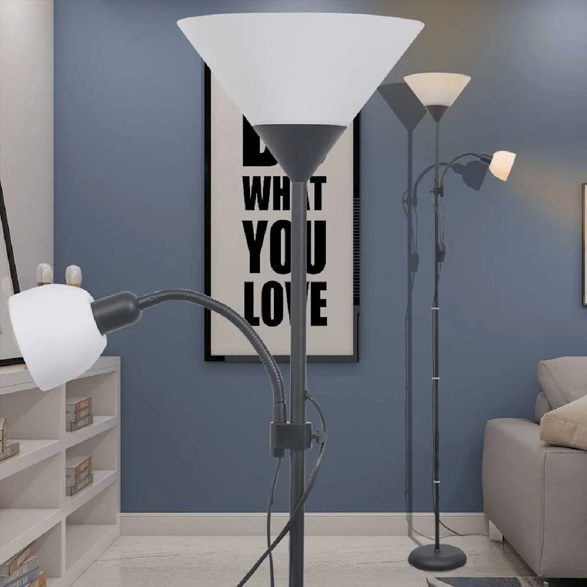VidaXL Lampadaire E27 Double Ampoule Noire - Image 3