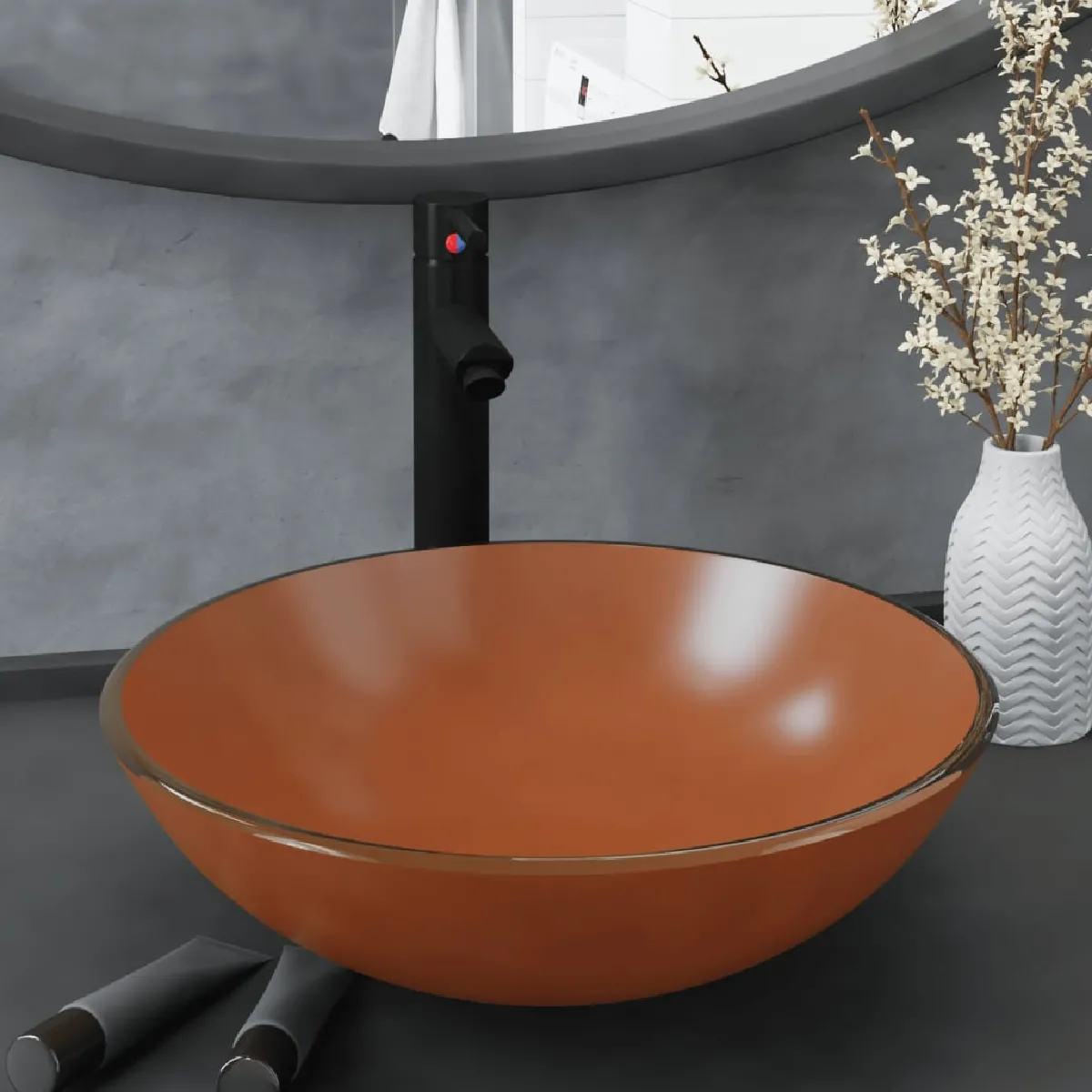 vidaXL Lavabo Verre Trempé Lavabo Vasque Evier à Poser Salle de Bain 142230 - vue 3