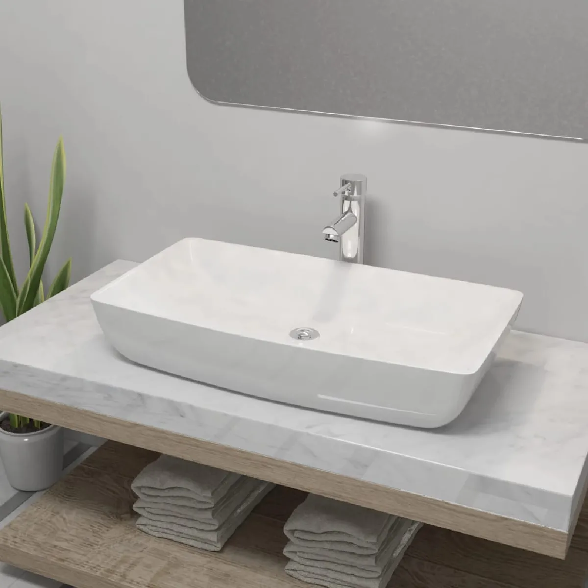 Vidaxl Lavabo rectangulaire Céramique Blanc 71x38 cm