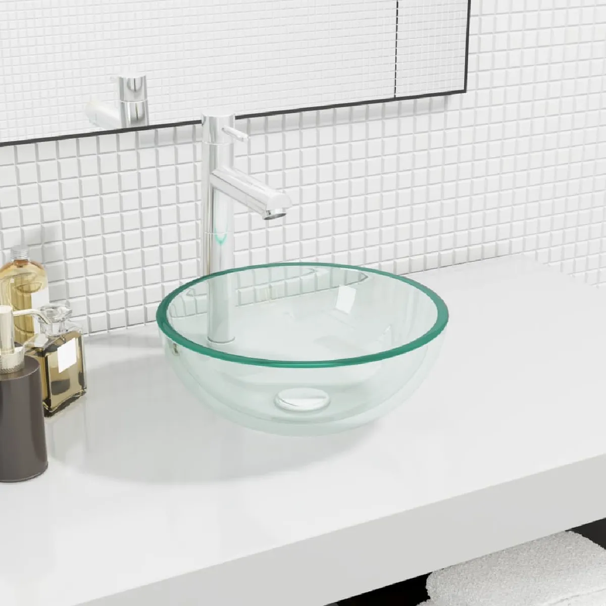 vidaXL Lavabo doré Verre trempé - vue 3