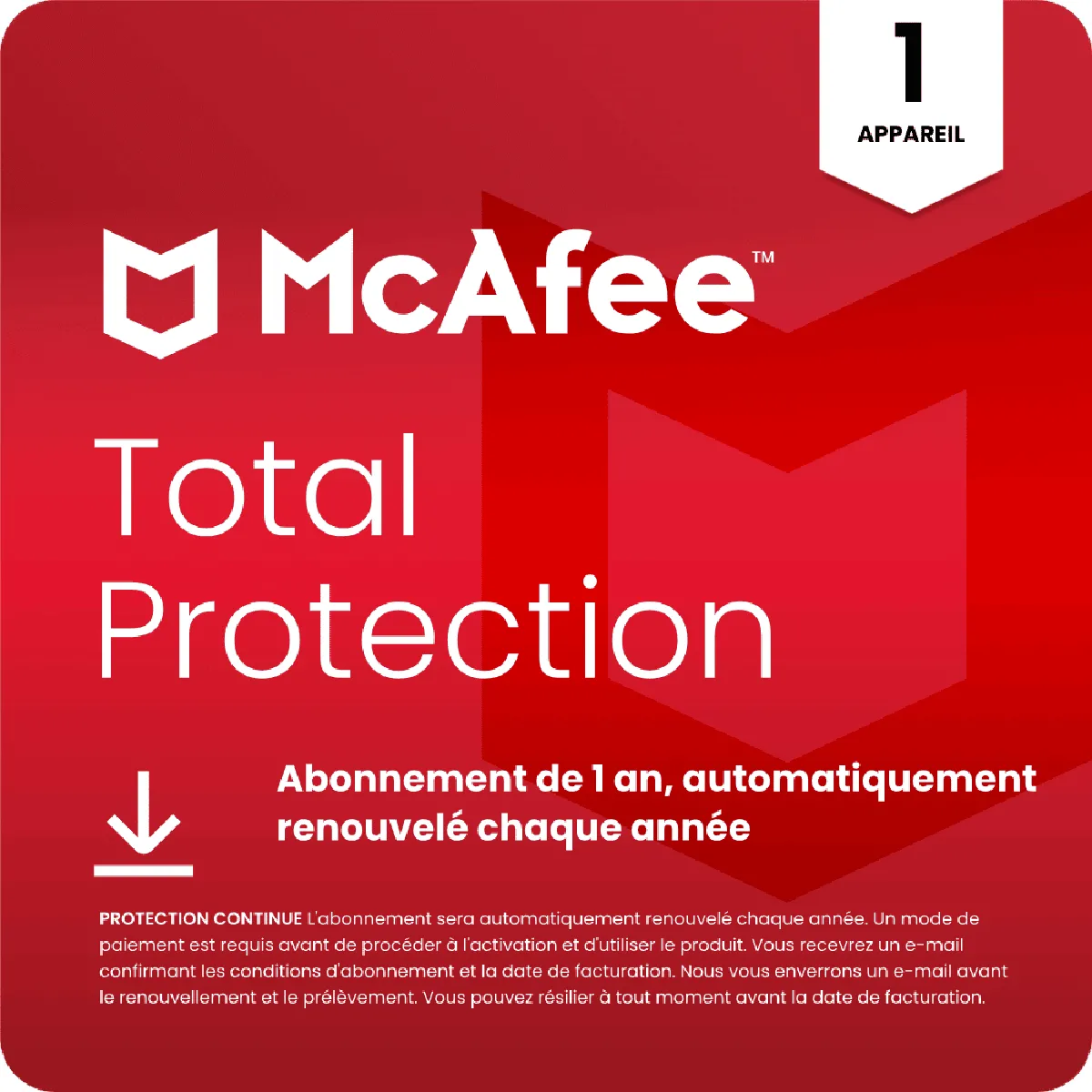 Mcafee Logiciel De Sécurité Total Protection - 1 Licence
