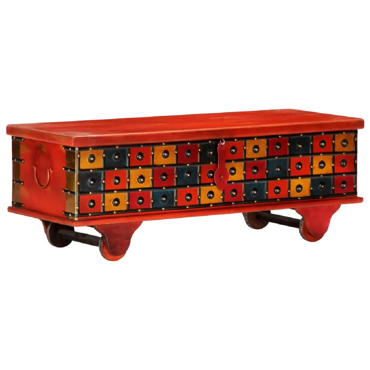 Vidaxl Boîte de rangement - Rouge Bois d'acacia - vue 1
