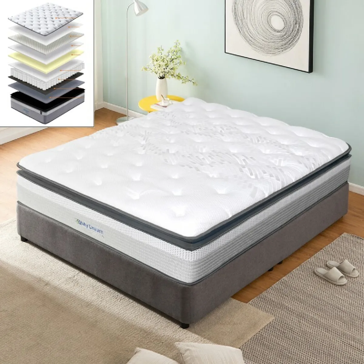 MEUBLER DESIGN Matelas Montblanc 180x200 cm - Surmatelas intégré