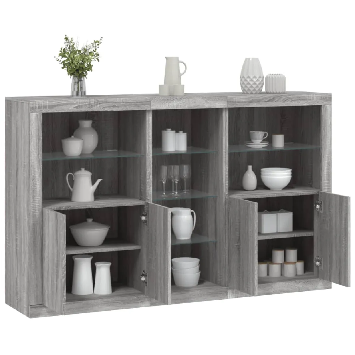vidaXL - Buffet - Meuble de Rangement avec Éclairage LED - Armoire de Salon - Image 3