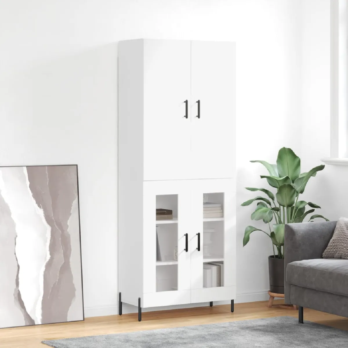 Non Communiqué Blanc Vidaxl Buffet Haut 69,5X34x180 Cm Bois D'ingénierie, Buffet, Armoire Latérale, Armoire De Rangement, Armoire, Buffets, Armoire Haute - Image 3