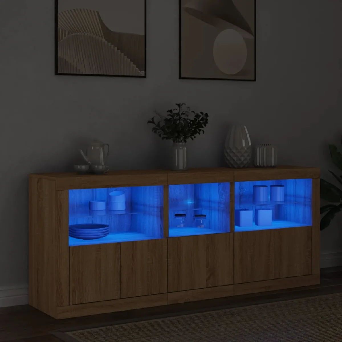 vidaXL Buffet avec LED Chêne sonoma - vue 4