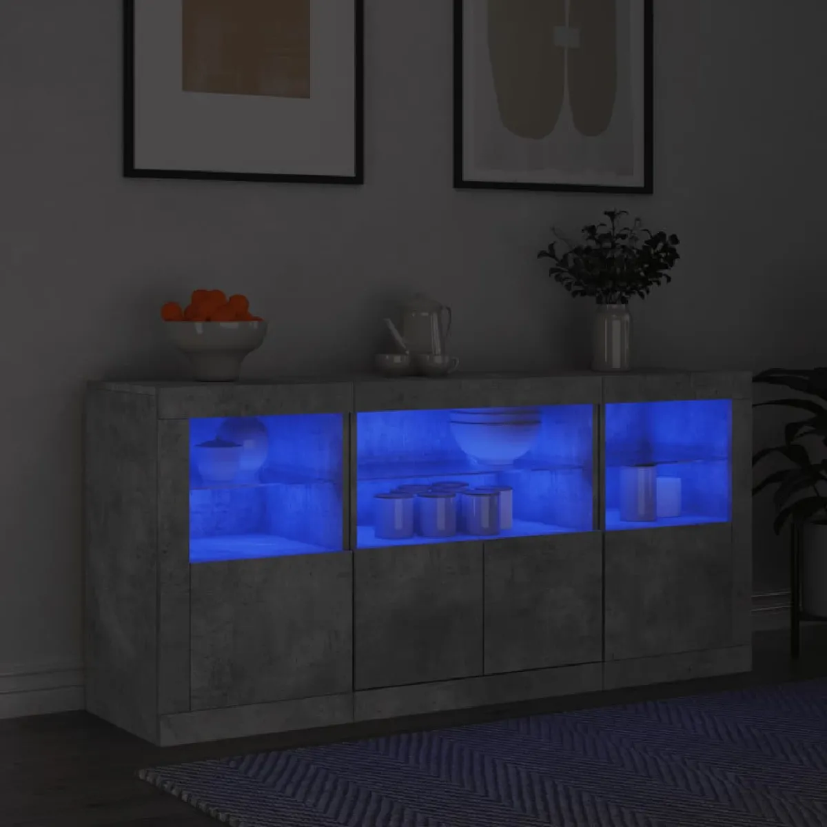 vidaXL Buffet avec LED béton - vue 7