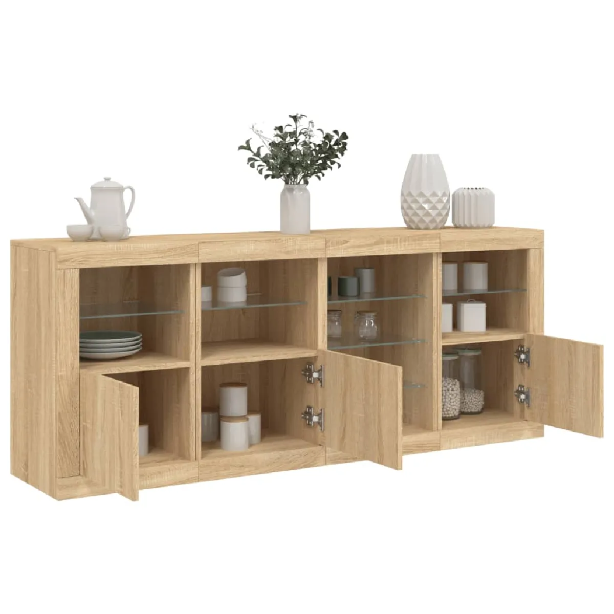 Vidaxl Buffet LED - 164x37x67 cm - Chêne sonoma