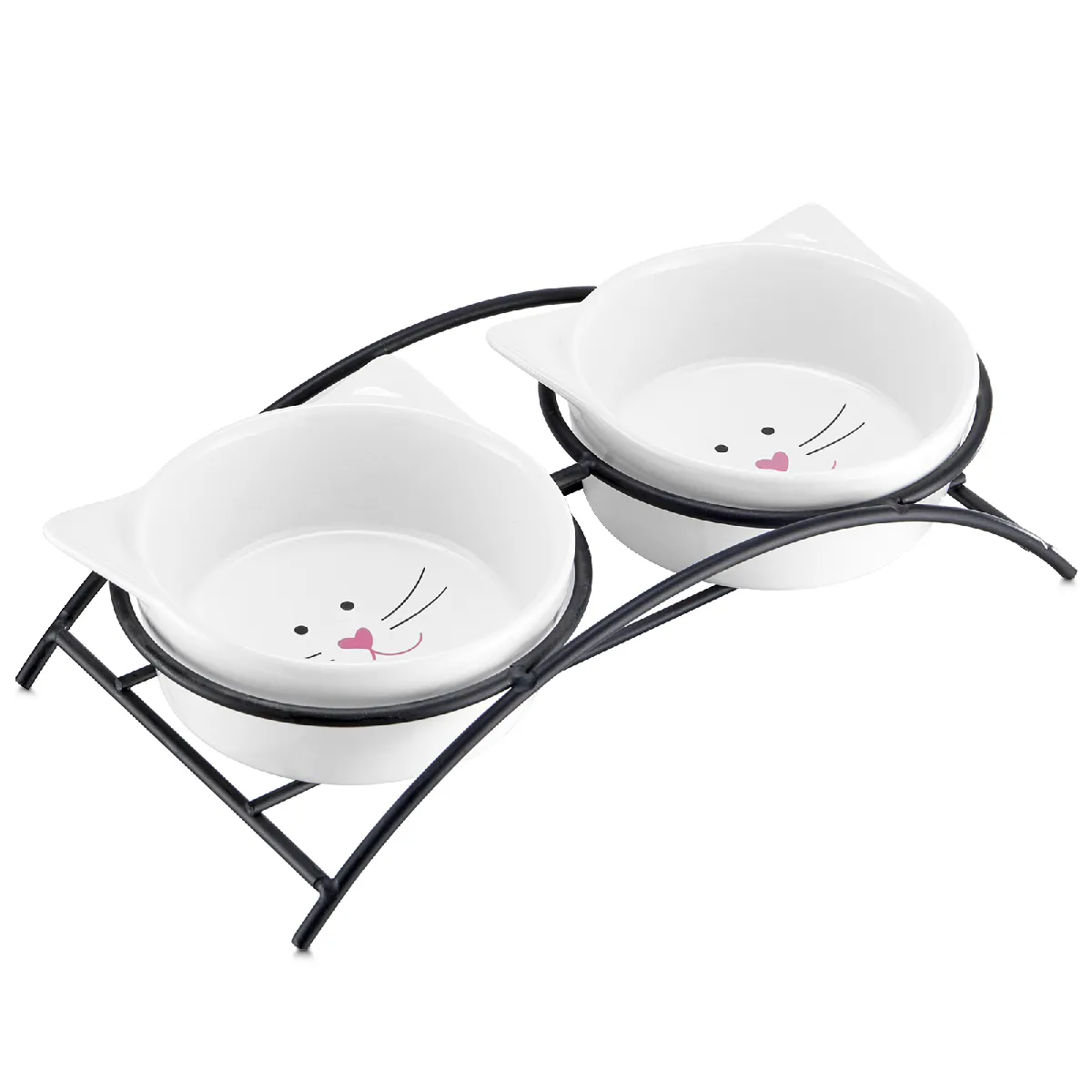 Y YHY Gamelles pour Chat, Gamelles surélevées pour Nourriture et Eau, Gamelles en céramique pour Chat surélevées, Plats pour Chat ou Petits Chiens, 355ml, Design de Chat Mignon, Passe au Lave-Vaisselle