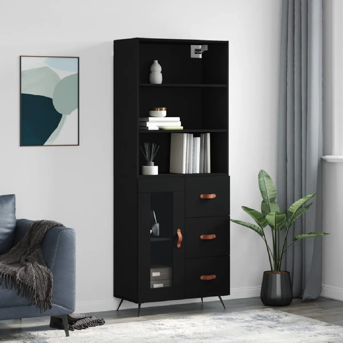VidaXL Buffet Haut Noir