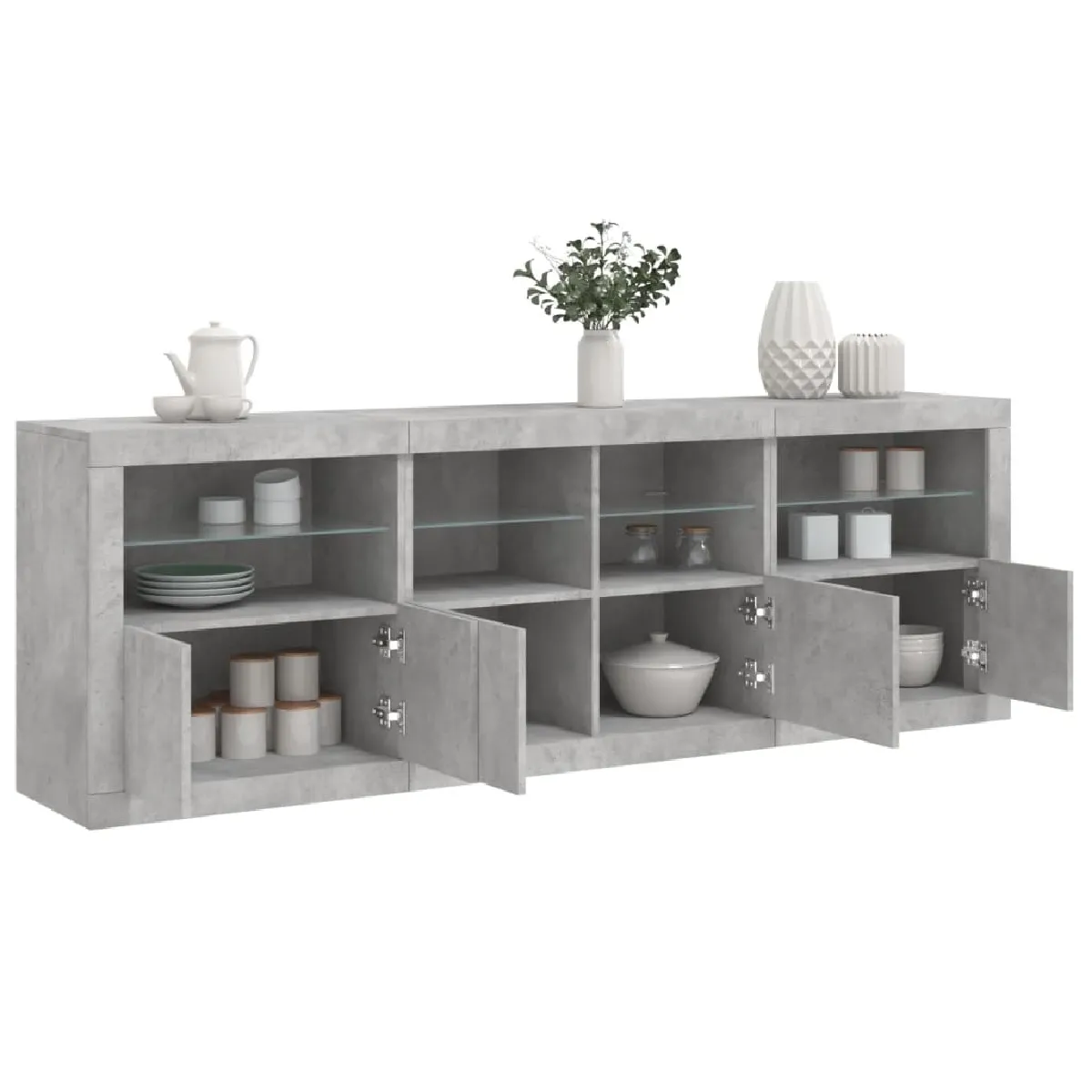 Vidaxl Buffet avec LED Gris béton 202x37x67 cm