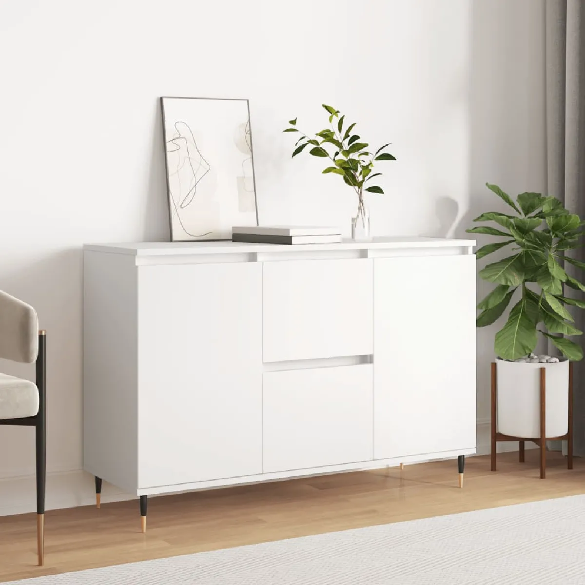 Non Communiqué Blanc Vidaxl Buffet 104X35x70 Cm Bois D'ingénierie827196 - Image 3