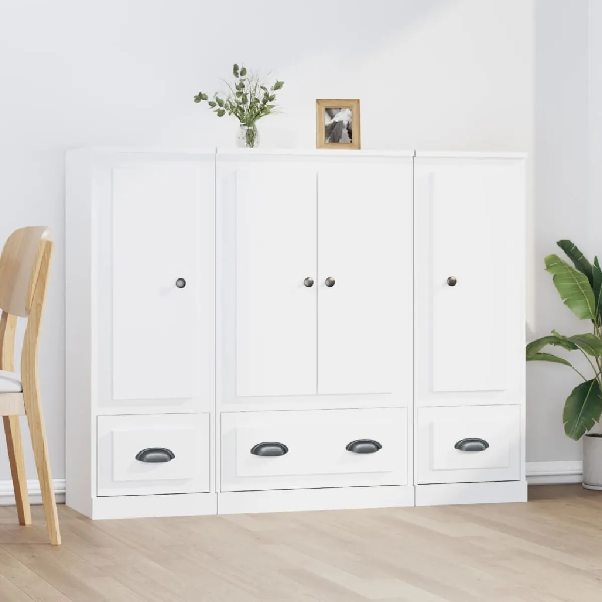 Non Communiqué Blanc Vidaxl Buffets 3 Pcs Bois D'ingénierie3185295 - Image 3