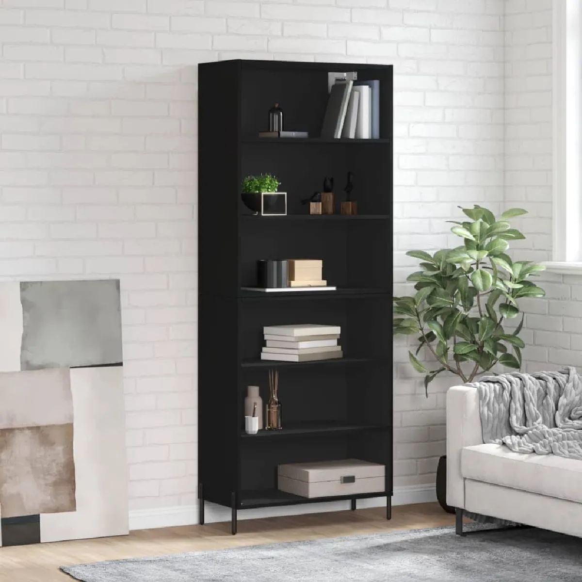Vidaxl Buffet noir 69,5x32,5x180 cm