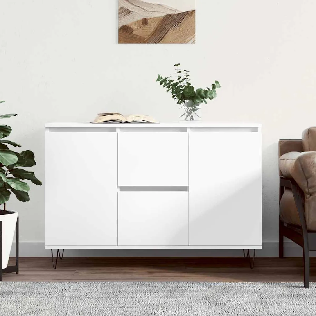 Vidaxl Buffet blanc 101,5x35x70 cm bois d'ingénierie