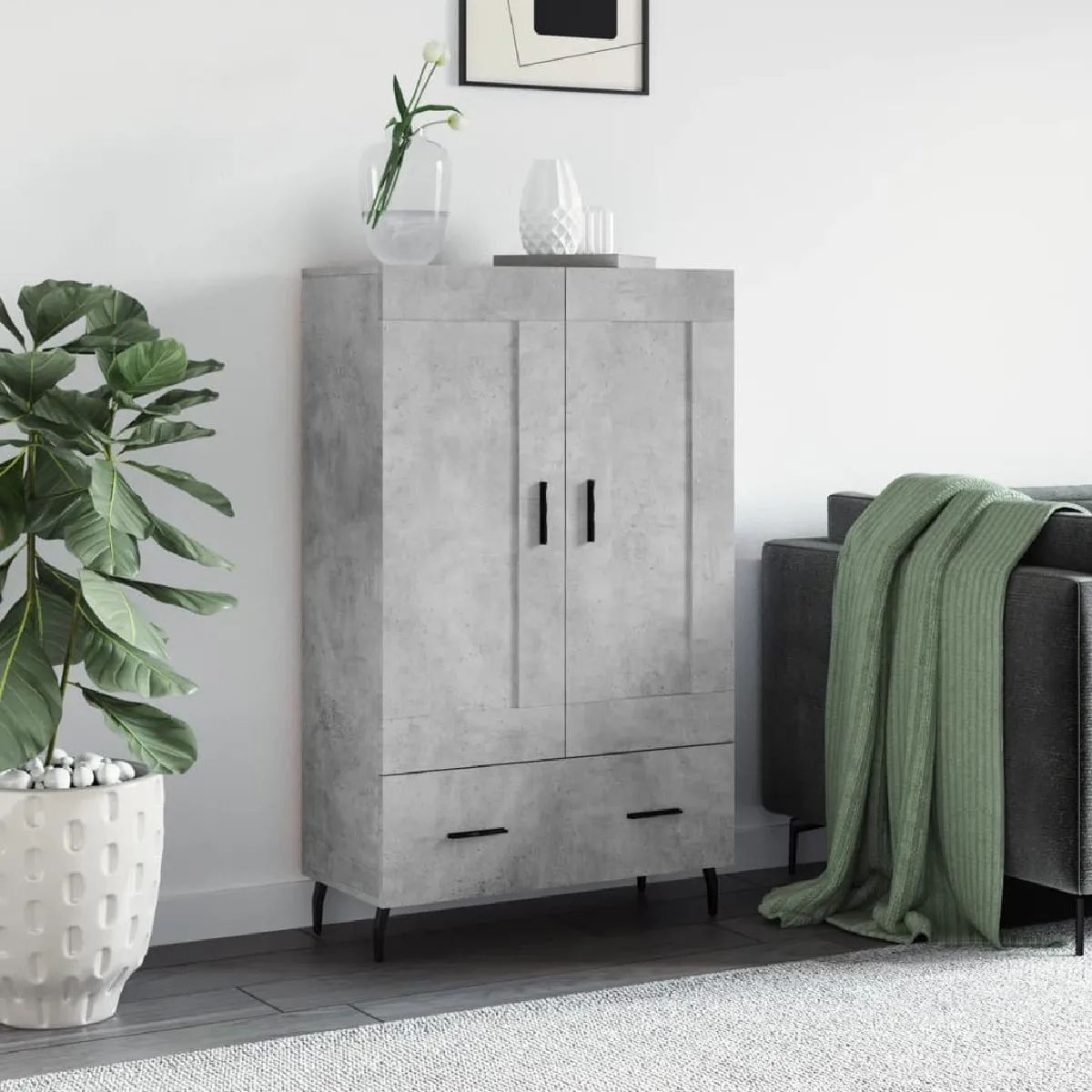 VIDAXL - Buffet Haut - Meuble de Rangement - Moderne - Gris - Image 2