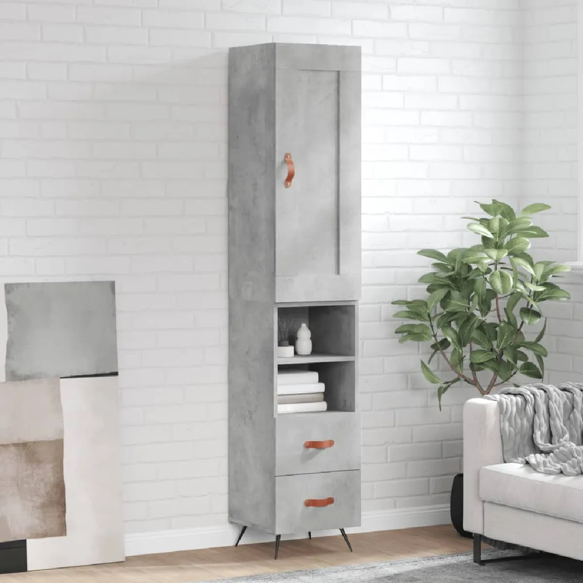 vidaXL Buffet haut gris béton