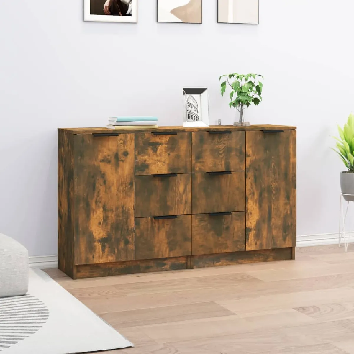 vidaXL Buffets 2 pcs Chêne fumé