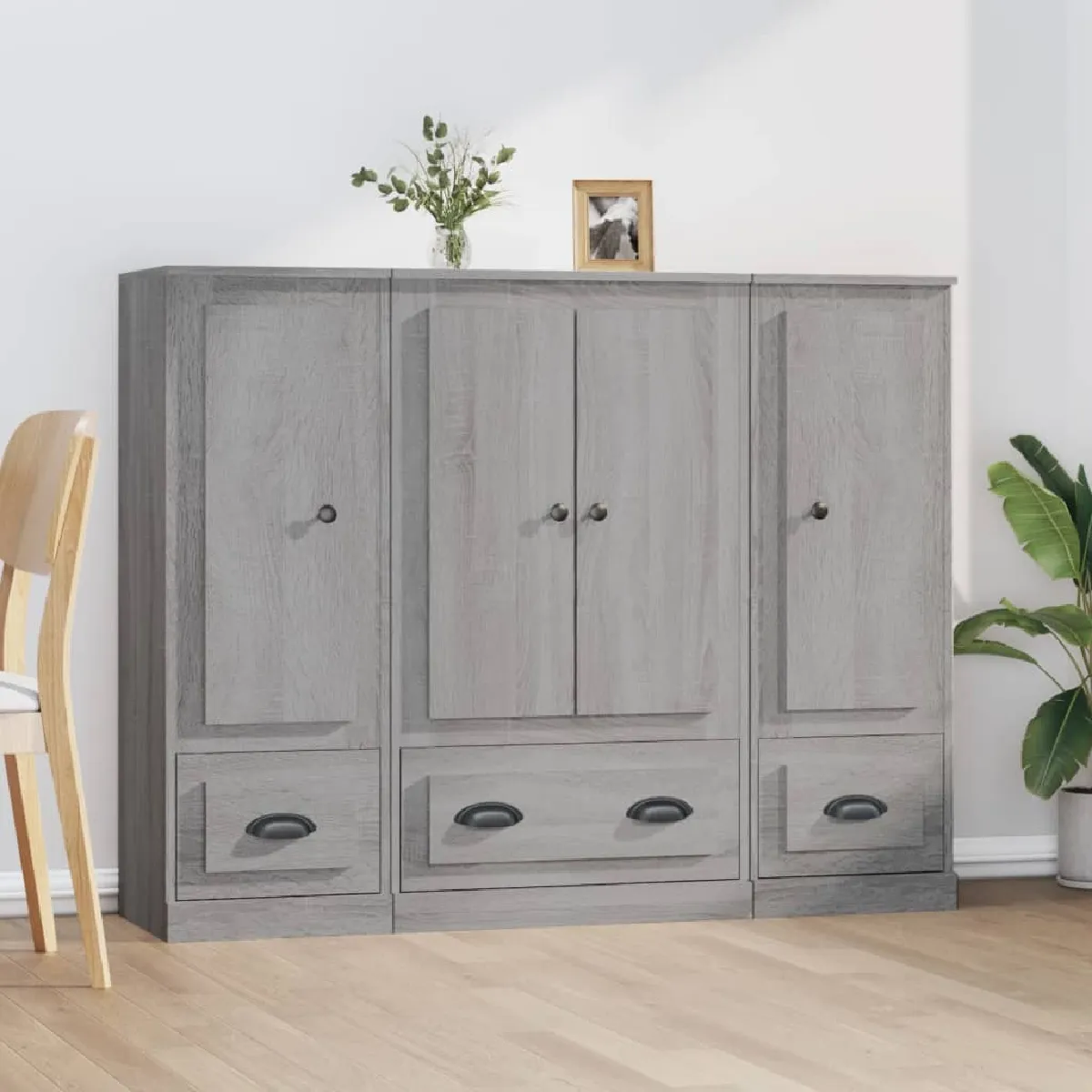 VIDAXL - Ensemble de 3 Buffets - Gris - Sonoma - Image 3