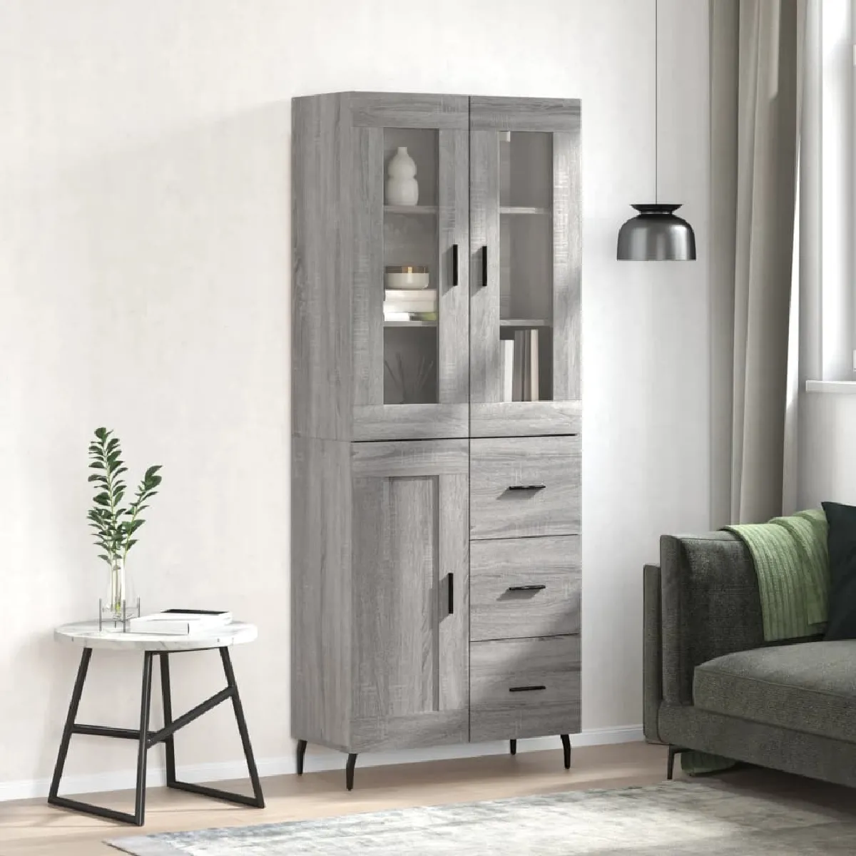 VidaXL Buffet haut - Sonoma gris 69,5x34x180 cm