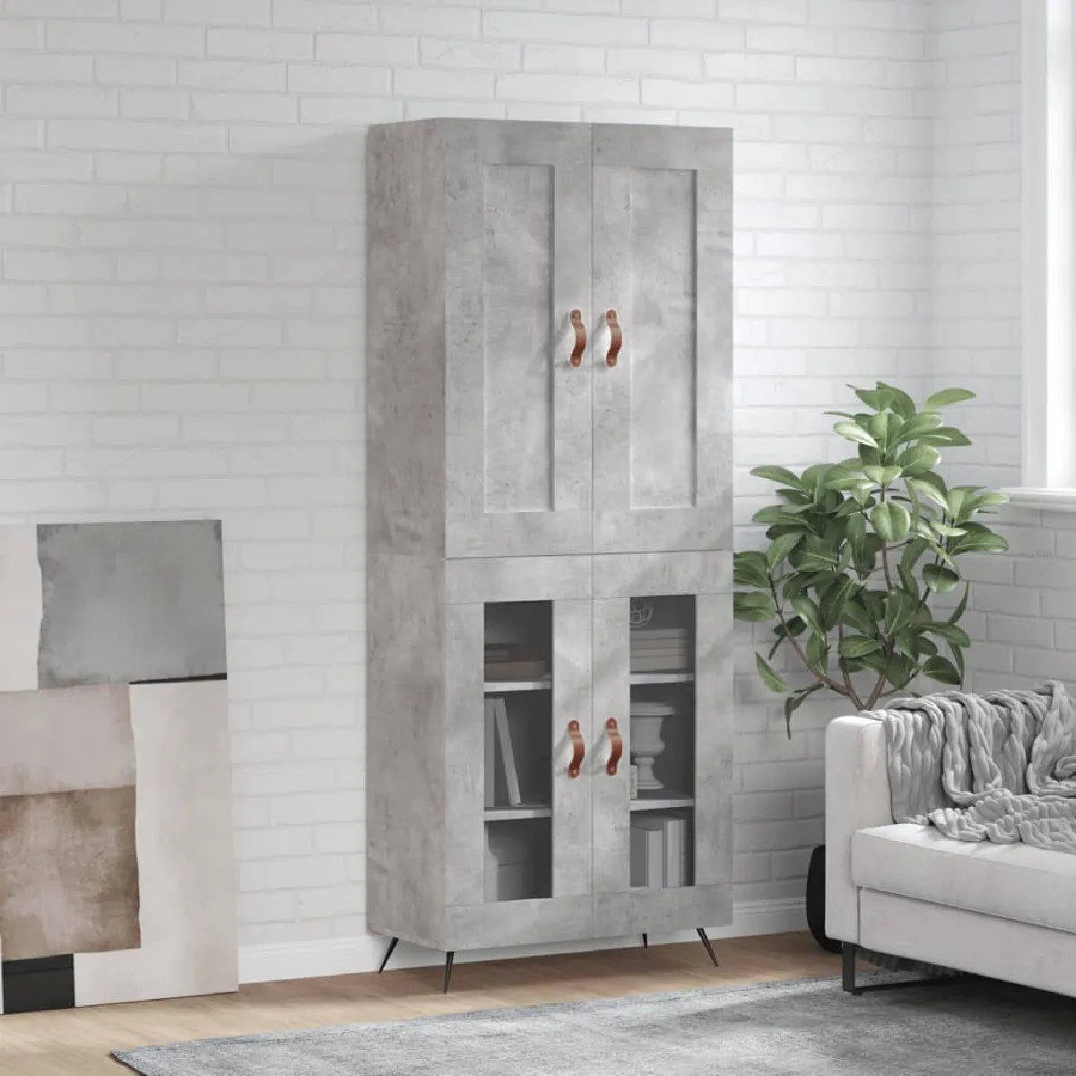 Vidaxl Gris Buffet Haut - Béton