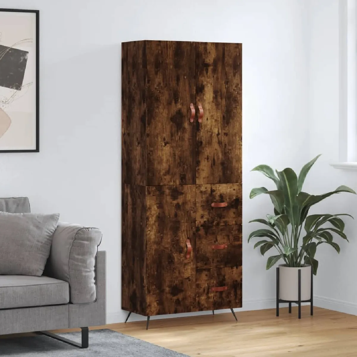 vidaXL Buffet haut chêne fumé 180 cm