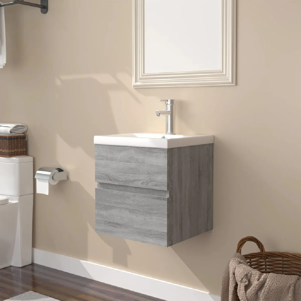 vidaXL Meuble lavabo Sonoma - vue 1