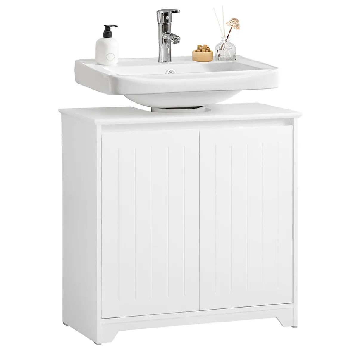 SoBuy BZR108-II-W Meuble sous lavabo 60x30x60 cm
