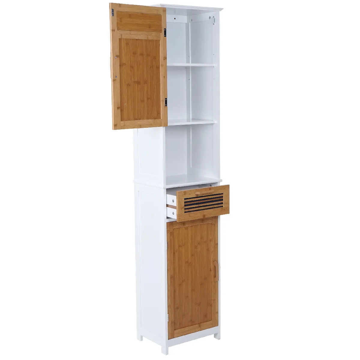 Decoshop26 armoire salle de bain bambou - Blanc Decoshop26 armoire salle de bain bambou - Blanc