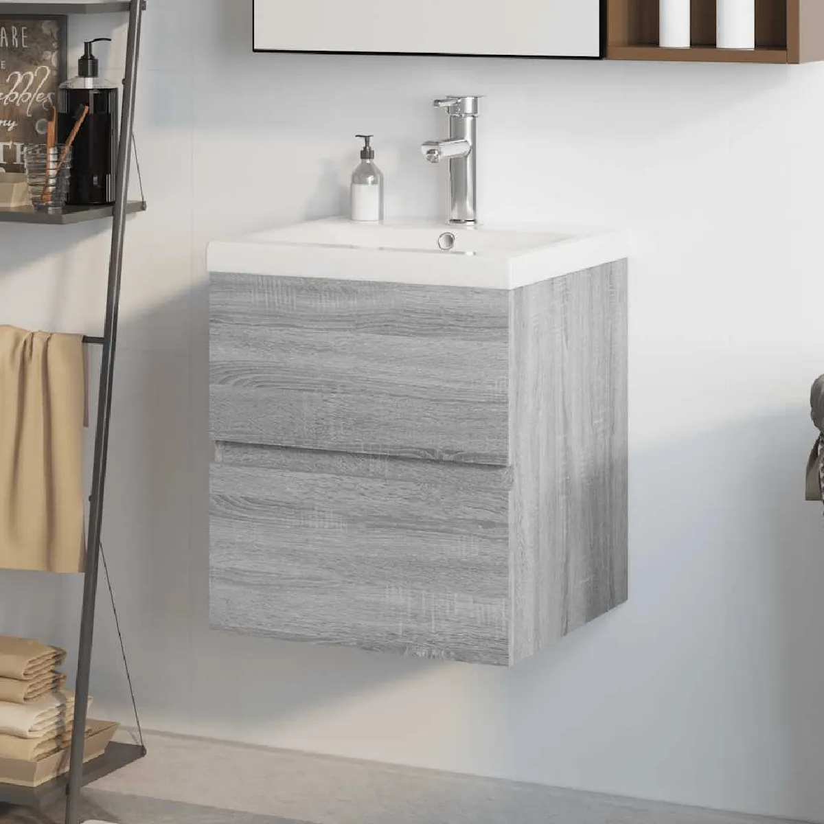 vidaXL Meuble lavabo intégré sonoma - vue 2
