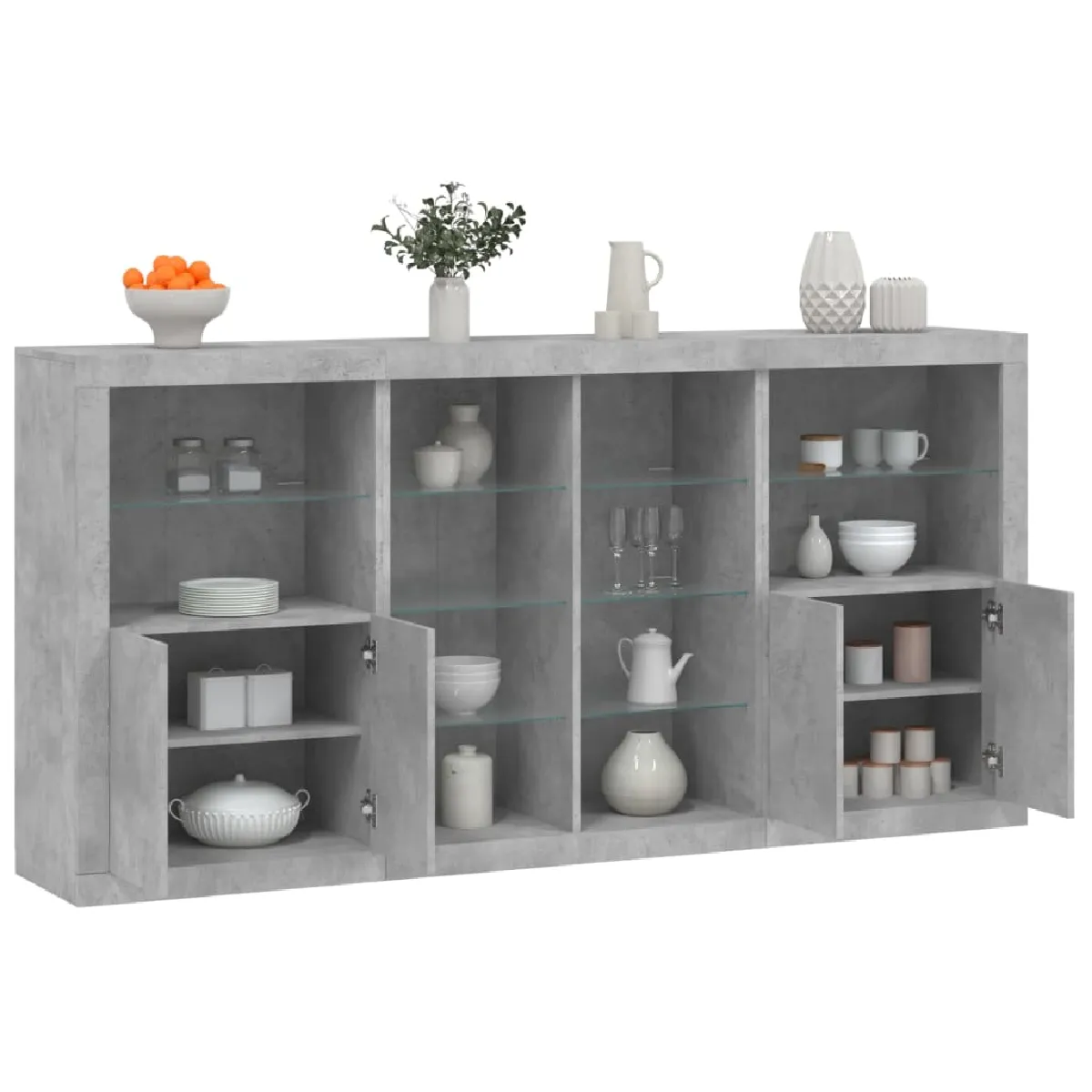 Vidaxl Buffet LED Gris Béton 202 cm