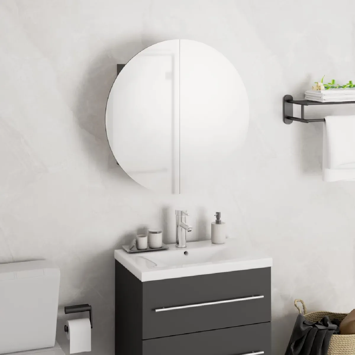 vidaXL Armoire salle de bain LED rond