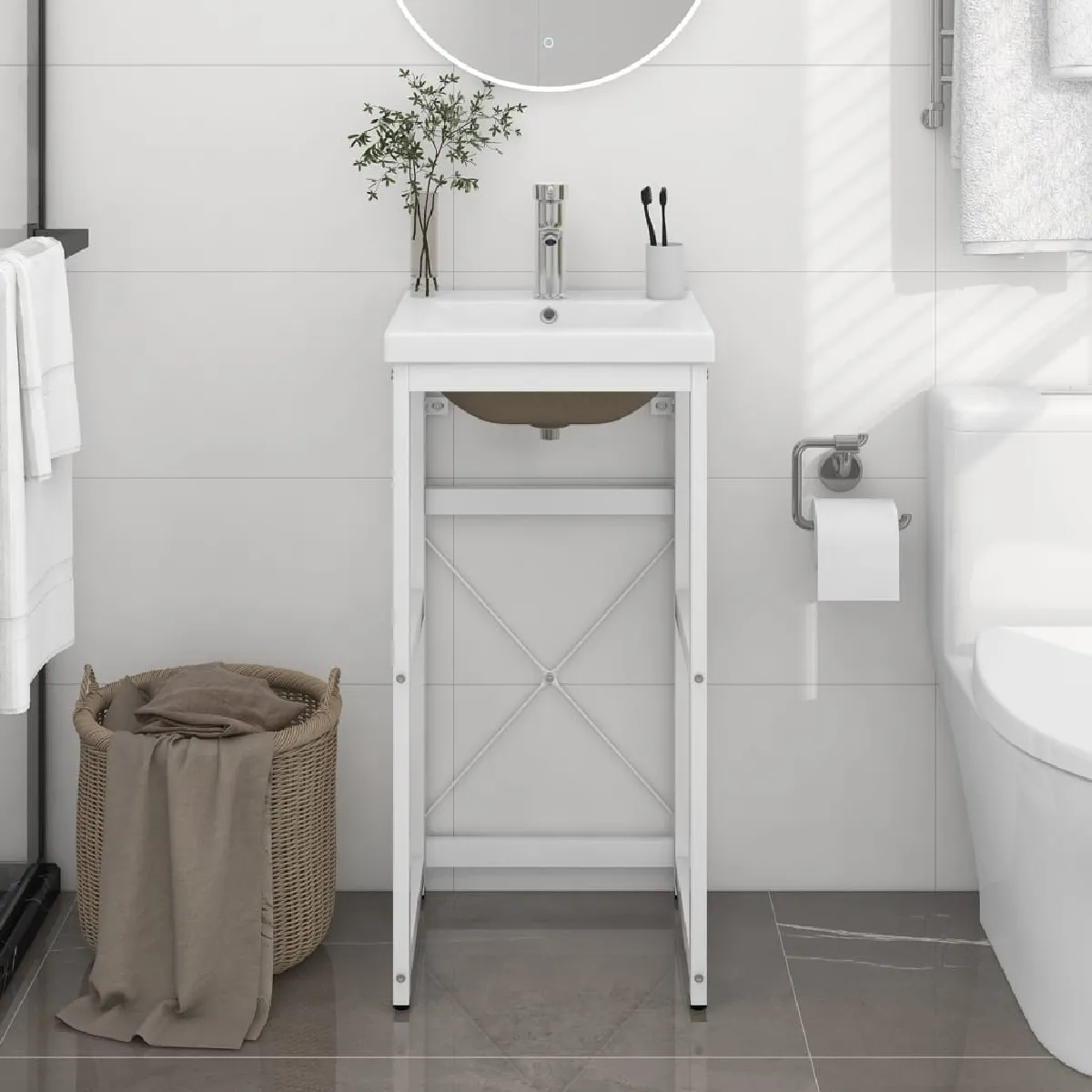 vidaXL Cadre de lavabo salle de bain Fer - vue 2