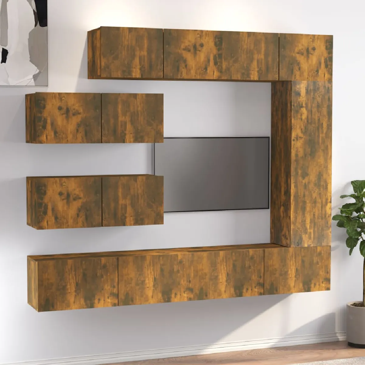 Vidaxl Ensemble De Meubles Tv 7 Pcs Chêne Fumé Bois D'ingénierie 3114563 - Image 3