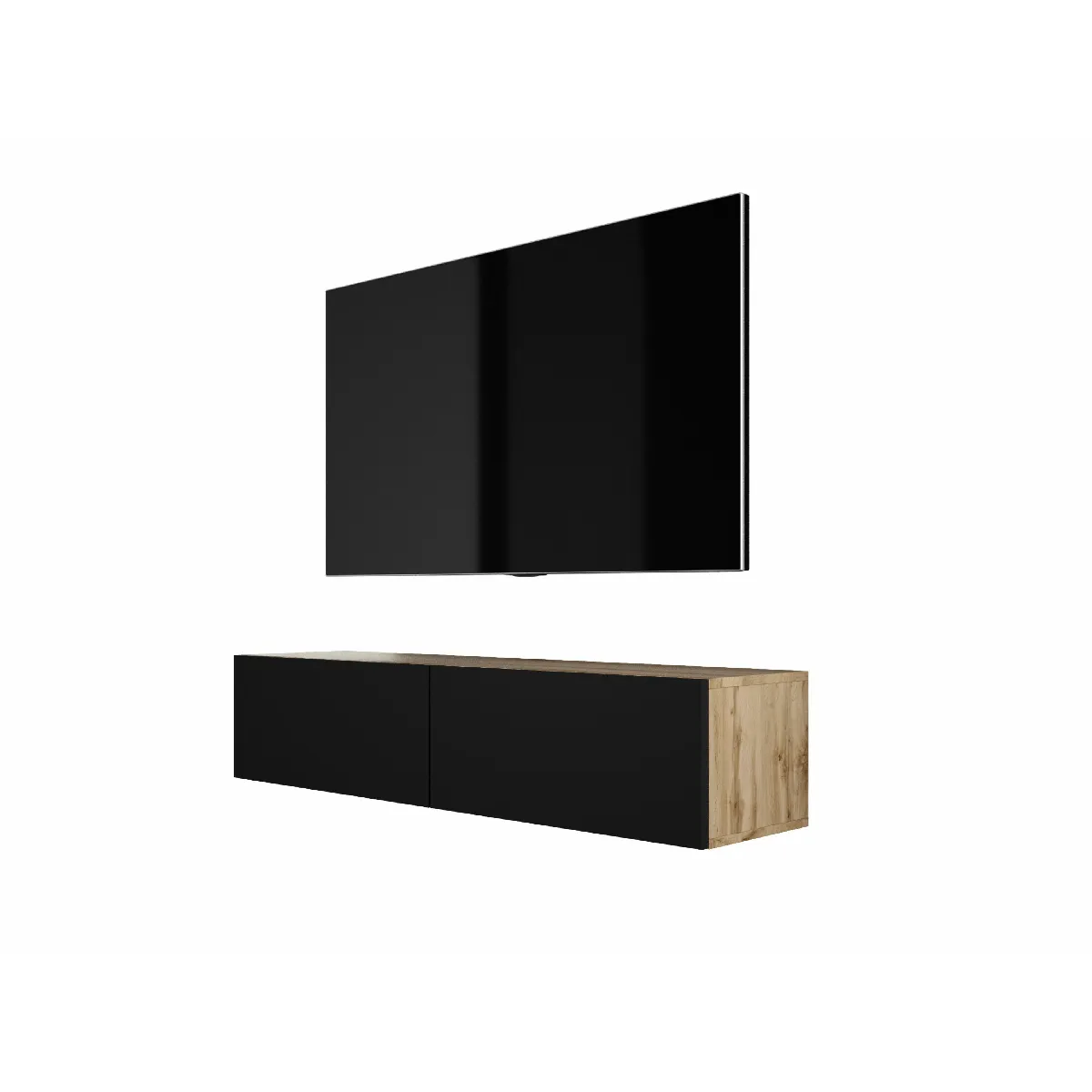3xeliving Meuble TV suspendu - Chêne Wotan/Noir 3xeliving Meuble TV suspendu - Chêne Wotan/Noir