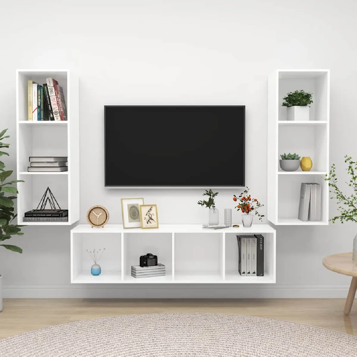 Vidaxl Blanc Ensemble De Meuble Tv 3 Pcs Bois D Ingénierie - Image 3