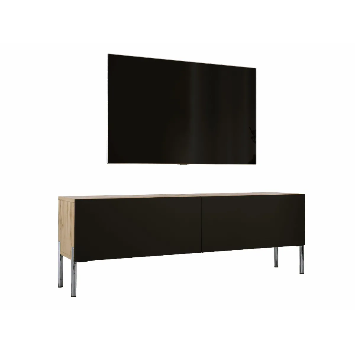 3xeliving Meuble TV - Chêne wotan et noir 3xeliving Meuble TV - Chêne wotan et noir