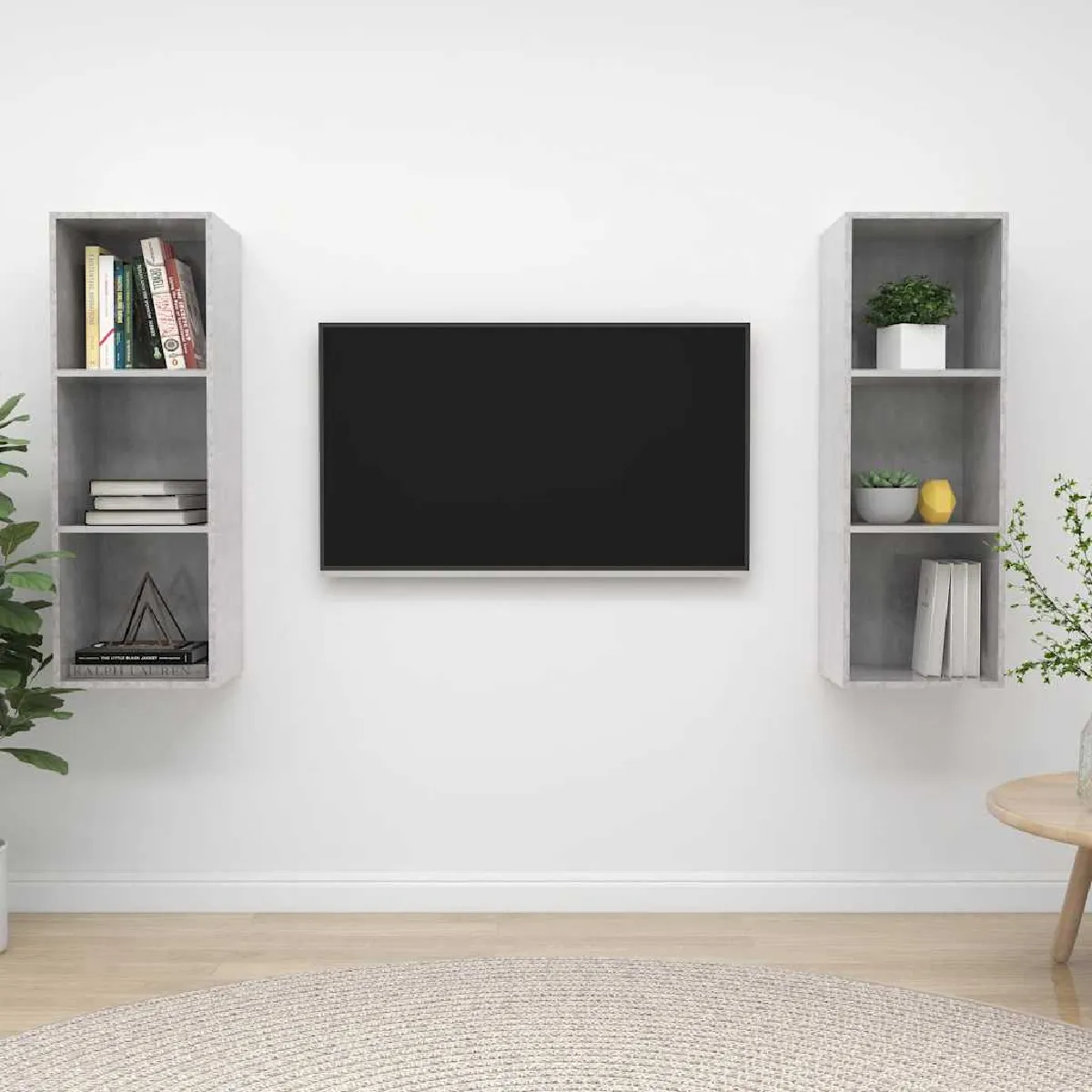 VIDAXL - Meuble TV mural - Ensemble de 2 - Gris - Image 3