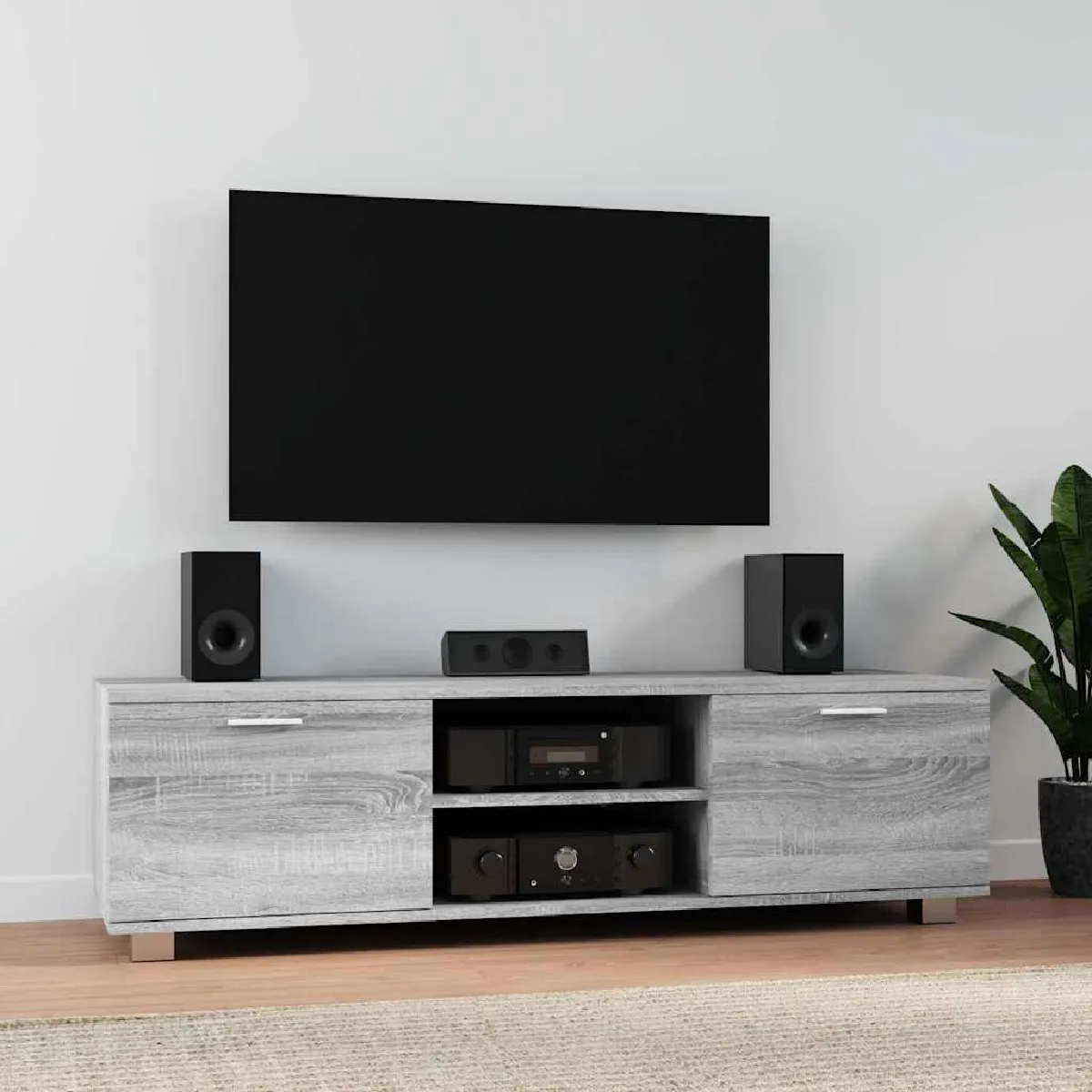 VIDAXL - Meuble TV - Sonoma - Gris - 140x40,5x35 cm - Image 3