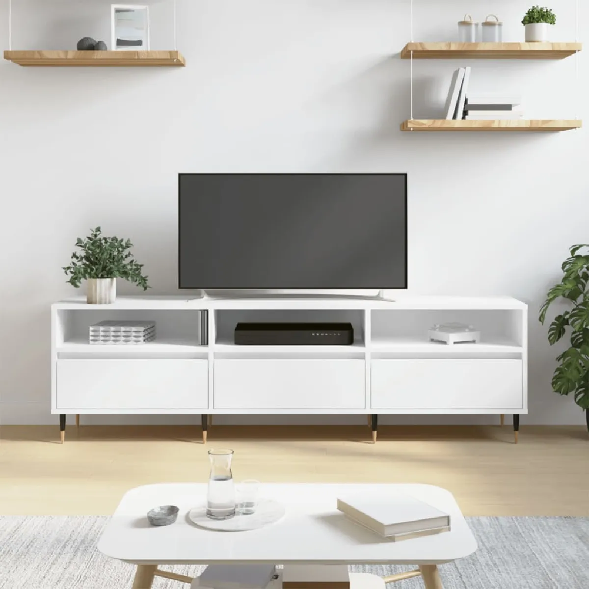 Non Communiqué Blanc Vidaxl Meuble Tv 150X30x44,5 Cm Bois D'ingénierie - Image 3