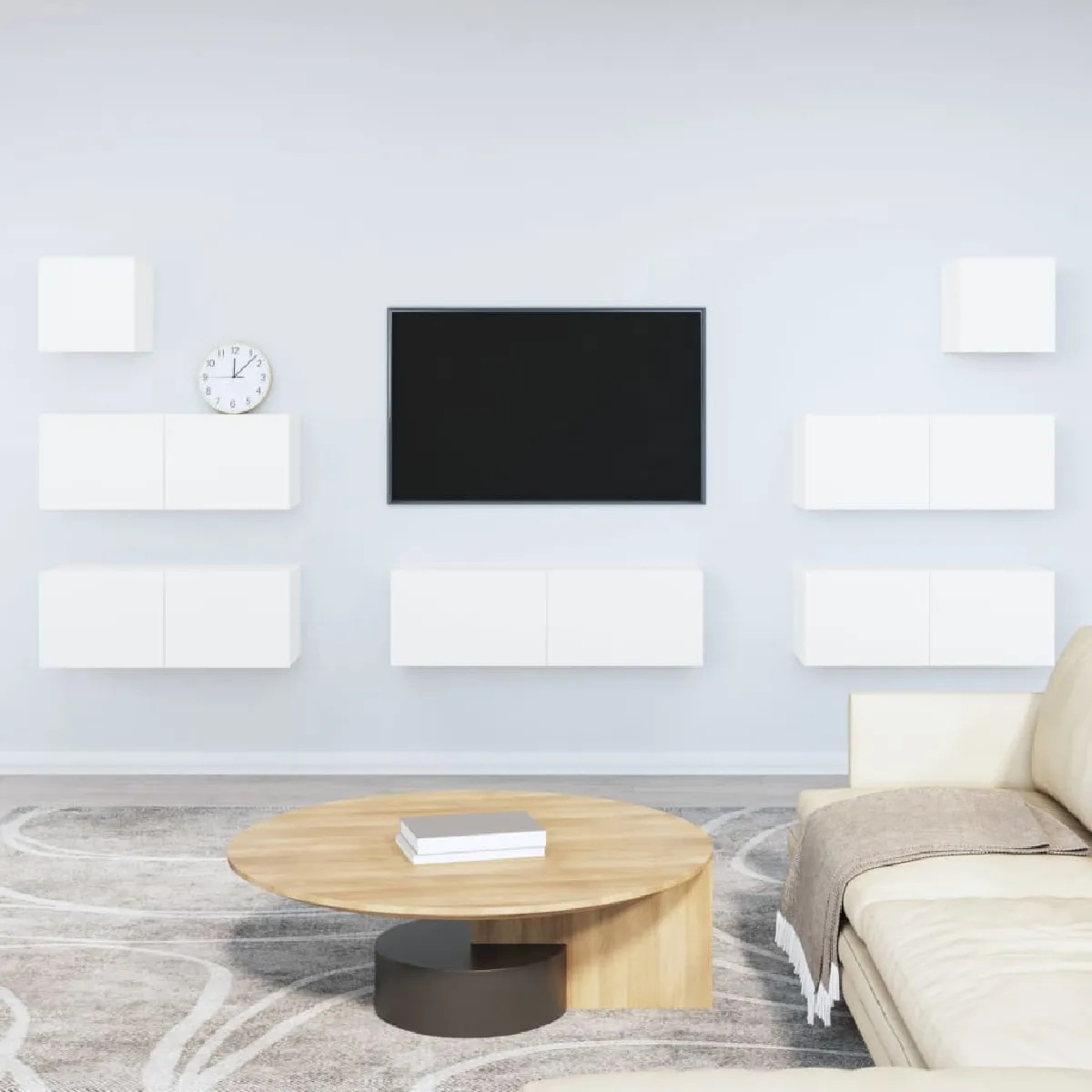 Vidaxl Blanc Ensemble De Meubles Tv 7 Pcs Bois D Ingénierie - Image 3