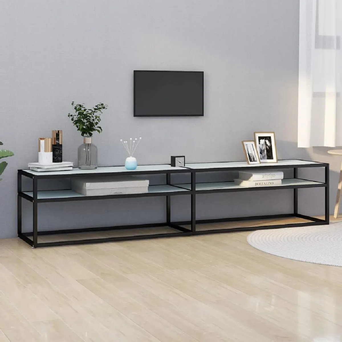 vidaXL Meuble TV - Marbre blanc