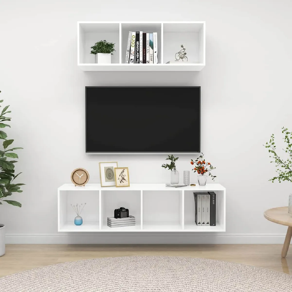 Non Communiqué Blanc Vidaxl Ensemble De Meuble Tv 2 Pcs Aggloméré - Image 3