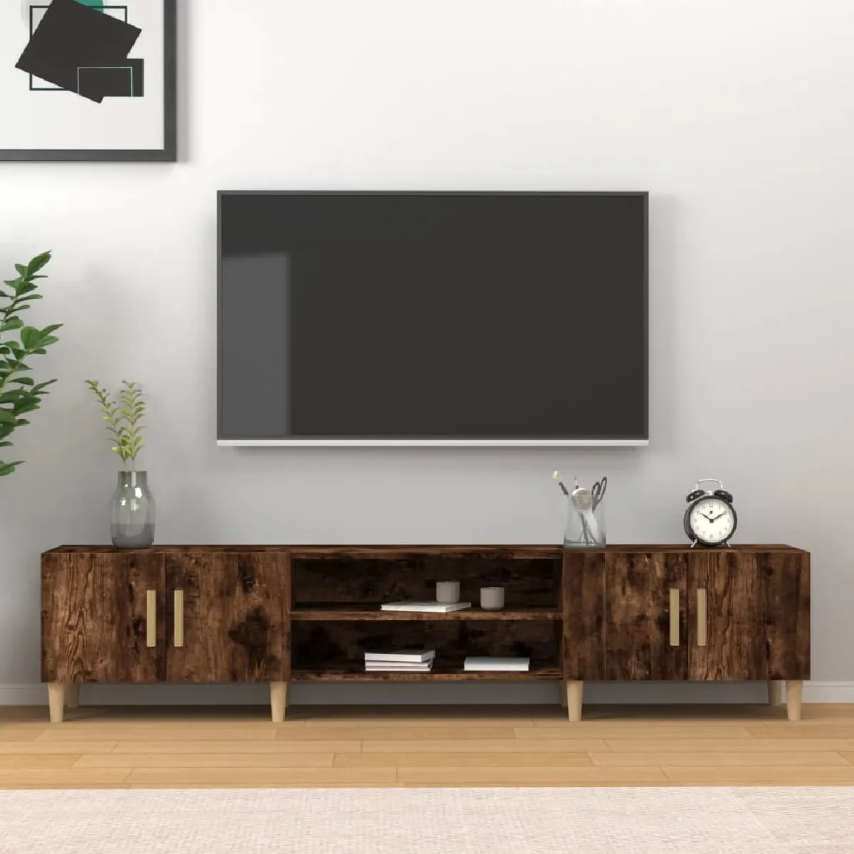 Vidaxl Meuble TV chêne fumé 180 cm